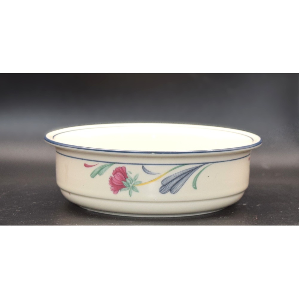 Lenox Poppies on Blue Chinastone Cereal Bowl 6.25" White Floral Excellent USA